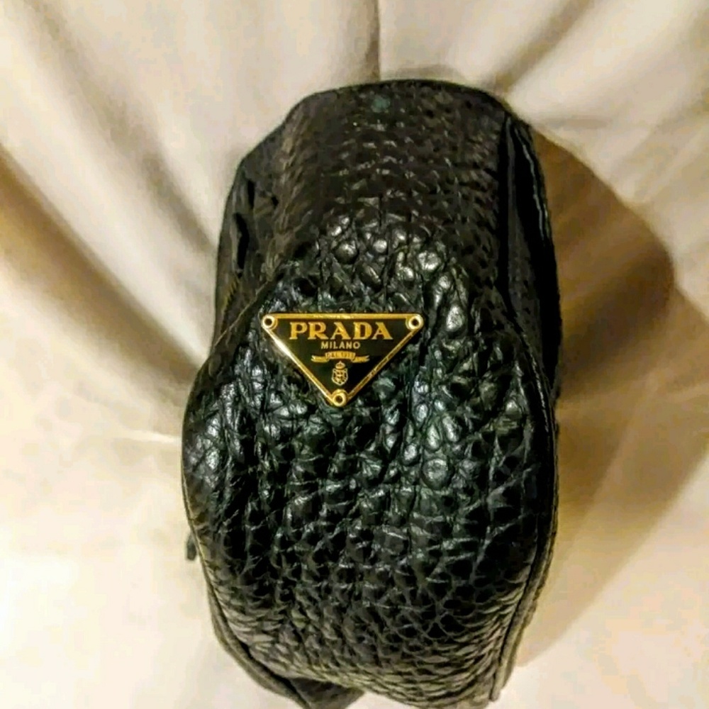 PRADA black leather zipper mini bag